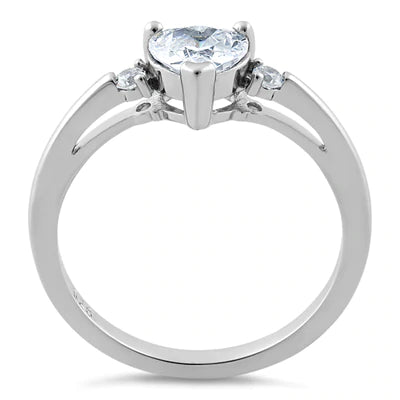 Sterling Silver Clear Heart CZ Ring