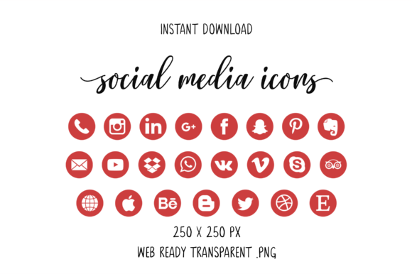 Red Social Media Icons
