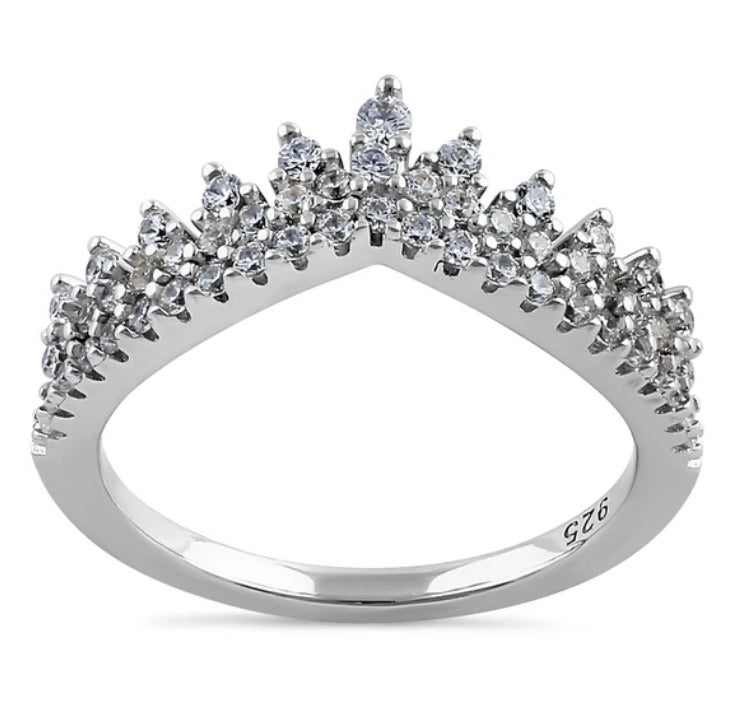 Anillo de corona vintage de plata de ley 