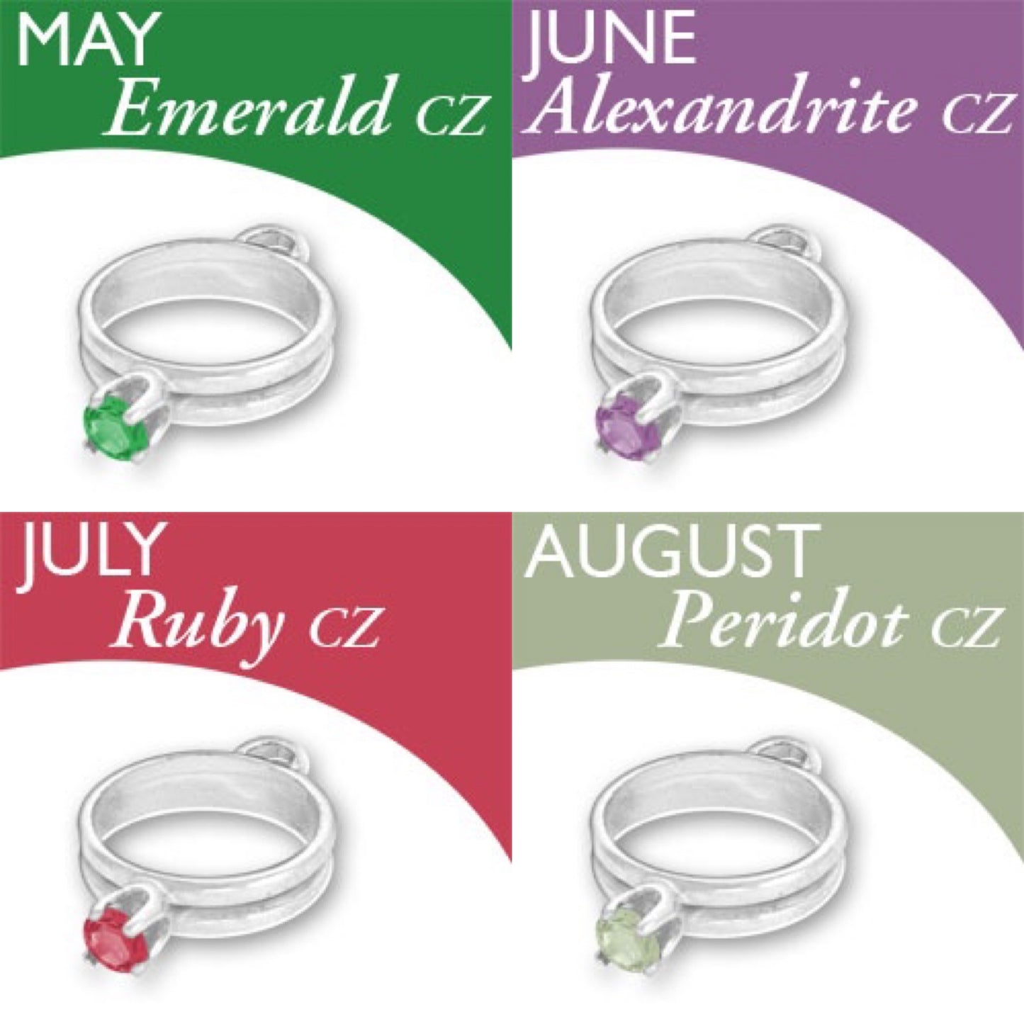 Birthstone CZ Ring Charm