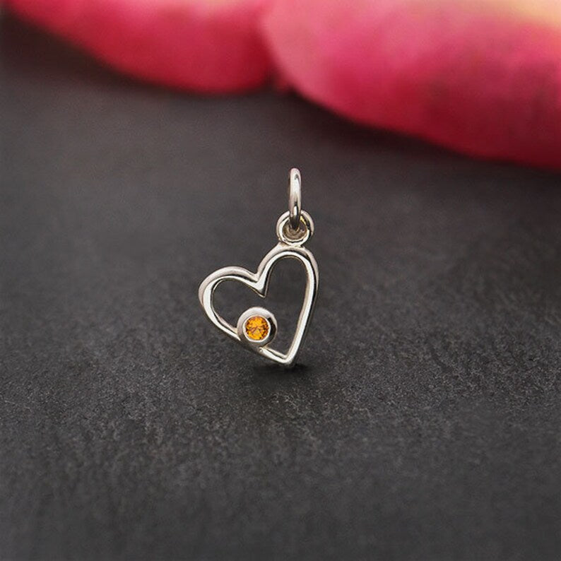 Birthstone Heart Charm