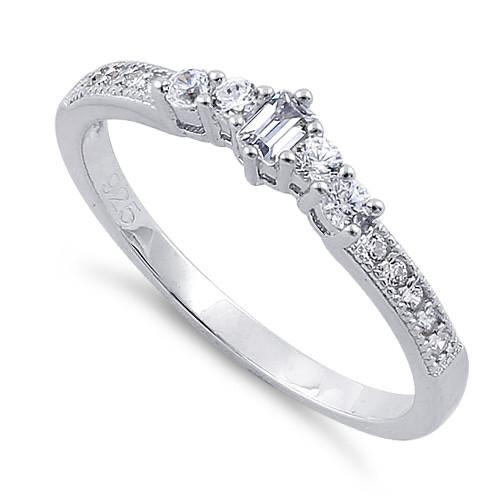 Sterling Silver Emerald Cut Clear CZ Ring