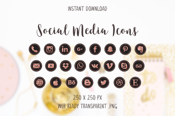 Rosegold Social Media Icons
