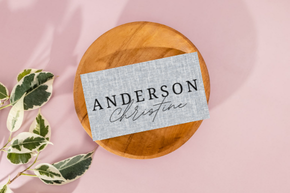Grey Linen Business Card CANVA, BUS31