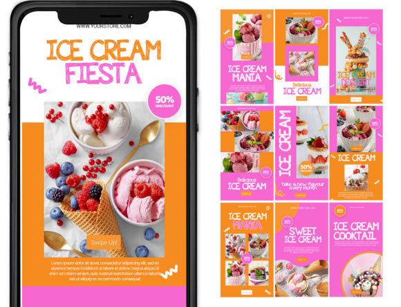 Ice Cream Insta Story Canva Template