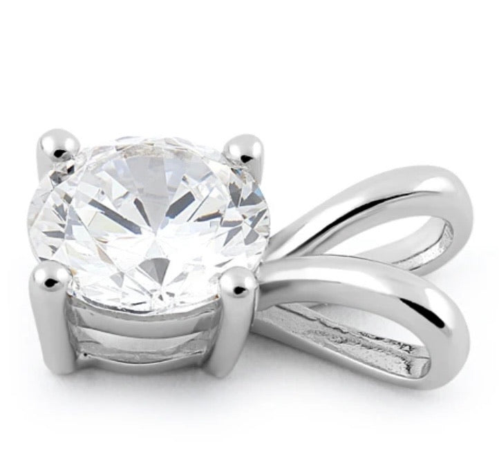 Sterling Silver Round Clear CZ Pendant