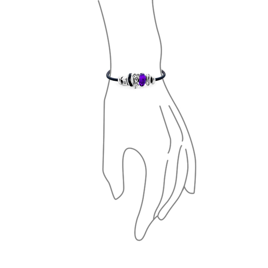 Pulsera de cuero con dijes del equipo de animadoras 