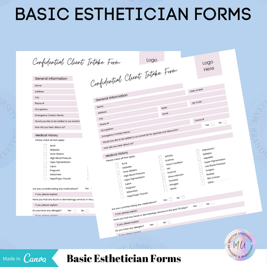 Formularios básicos de esteticista