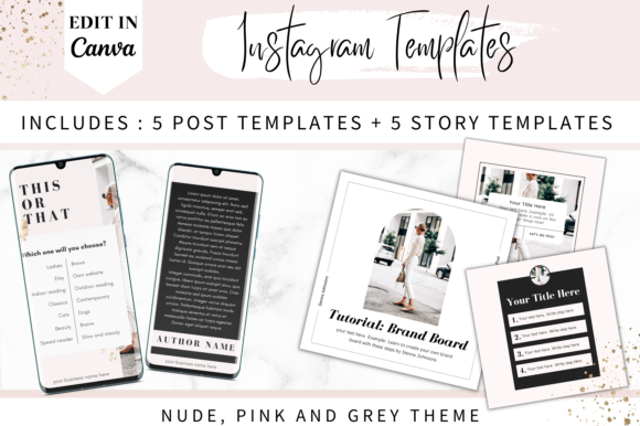 Pink Instagram Post and Story Templates