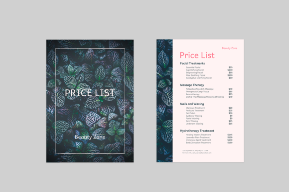 Plantillas de lista de precios editables 