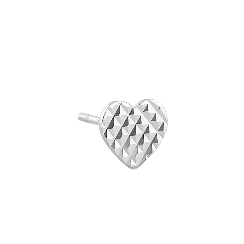 Sterling Silver Textured Heart Stud Earrings
