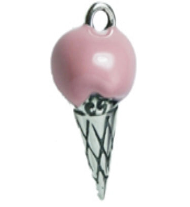 Sweet! Pink Strawberry Ice Cream  Cone Charm
