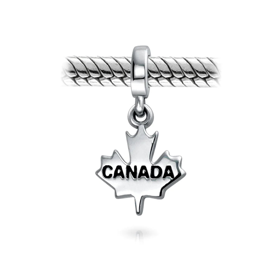 Charm con cuentas colgantes de hoja de arce de Canadá 