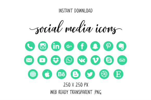 Dark Mint Social Media Icons