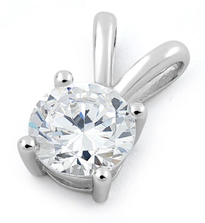 Sterling Silver Round Clear CZ Pendant