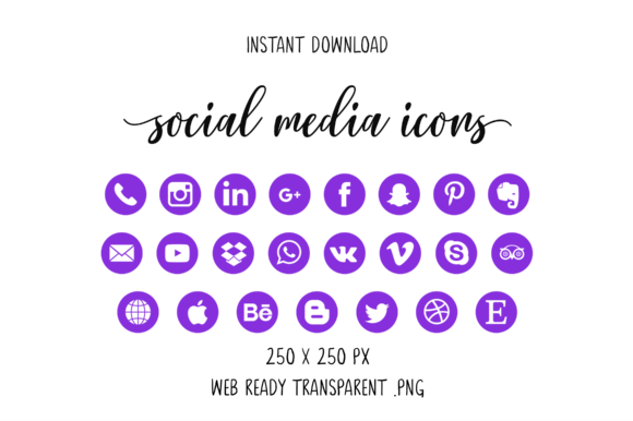 Purple Social Media Icons