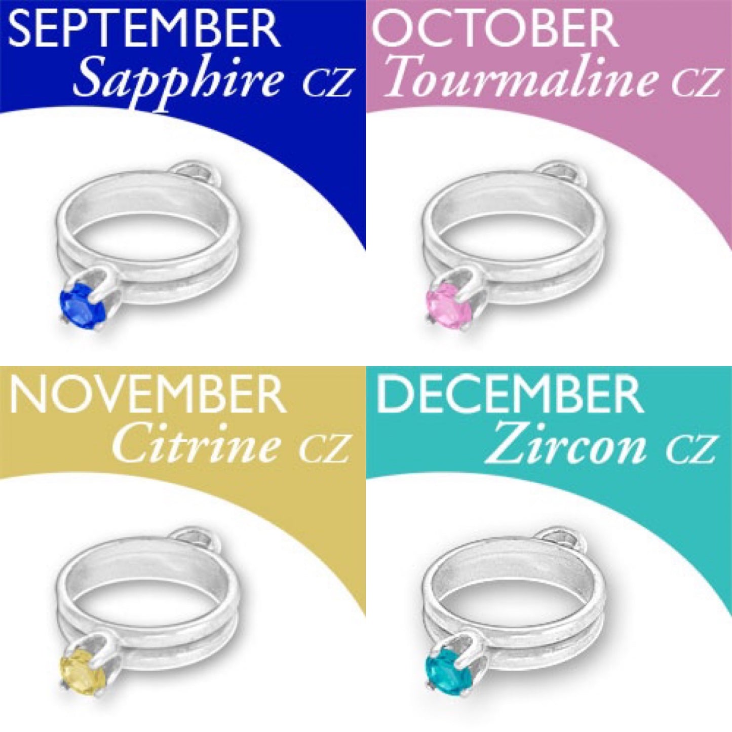 Birthstone CZ Ring Charm