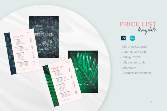Plantillas de lista de precios editables 