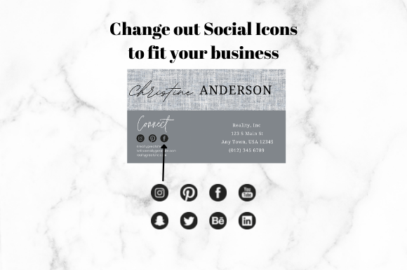Grey Linen Business Card CANVA, BUS31