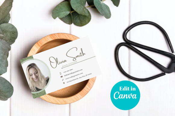 Green Floral Business Card CANVA, BUS29