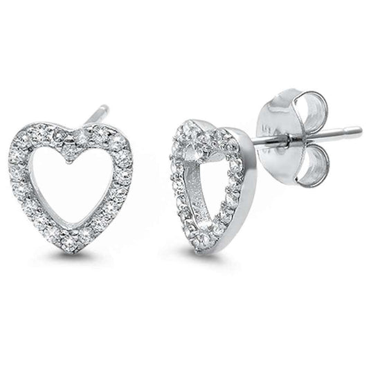 Aretes de Plata de Ley .925 con Corazón de Circonita Cúbica