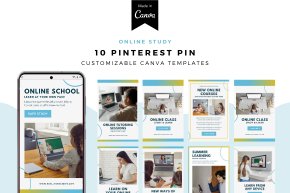 Online Study Pinterest Template