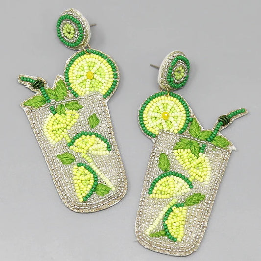 Mojito Seed Bead Drop Earrings