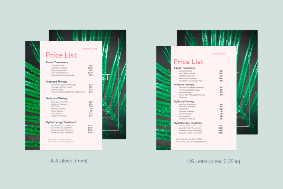 Plantillas de lista de precios editables 