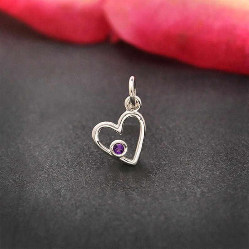 Birthstone Heart Charm