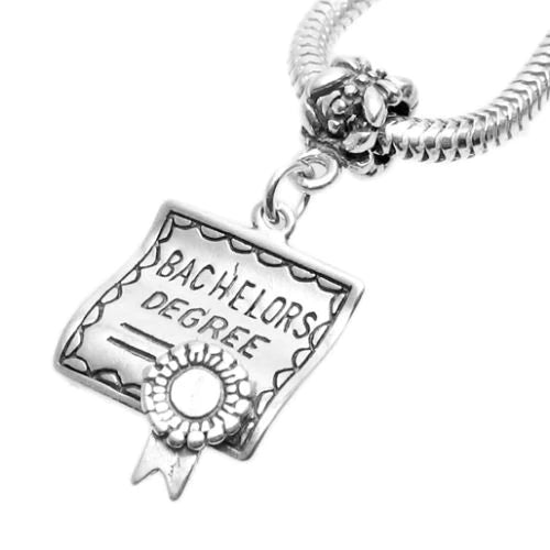 "Bachelor’s Degree" Charm in 3D with Euro Bead