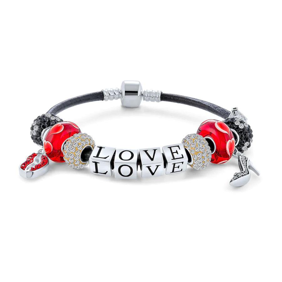 Pulsera con dijes europeos de amor 