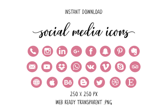 Dark Pink Social Media Icons