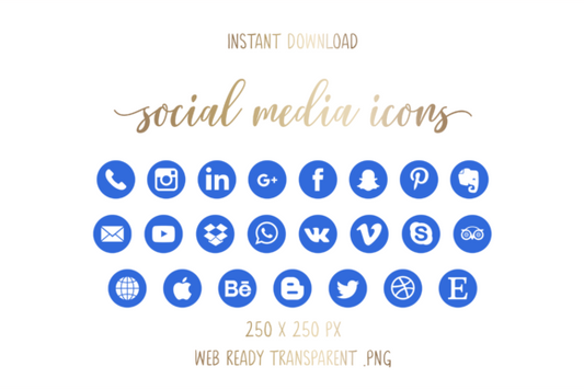 Royal Blue Social Media Icons