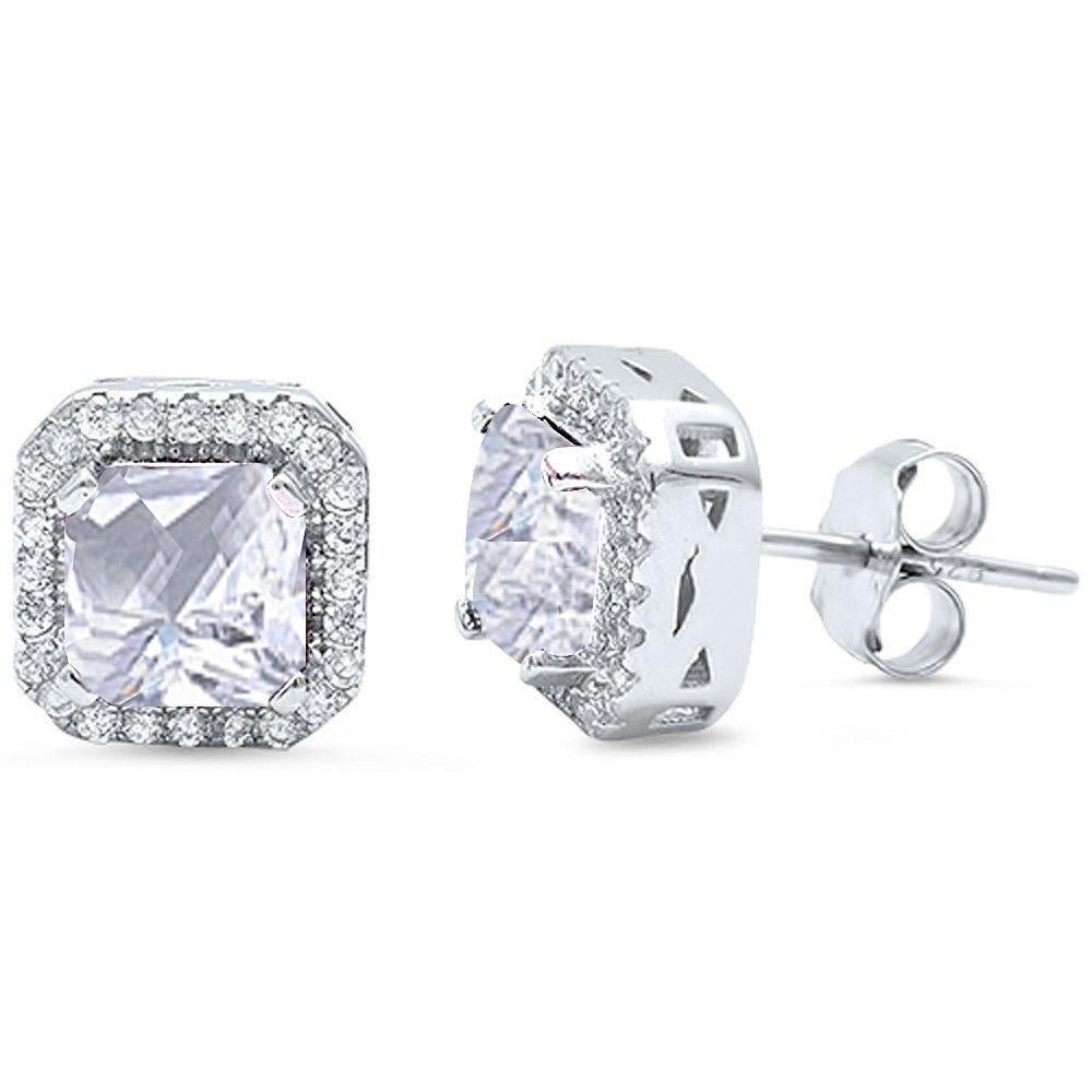 Princess Cut Cubic Zirconia Earring .925 Sterling Silver Earring
