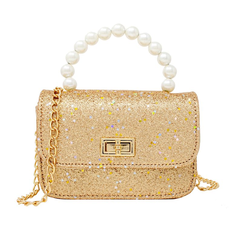 Kids Sparkle Pearl Handle Mini Bag (Gold)