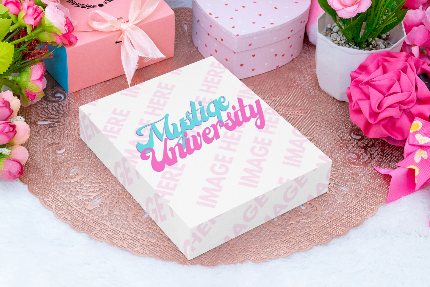 Mockup of a Box on the top of a Rounded Tablecloth