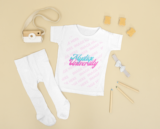 Flatlay Mockup of a Baby Onesie With Pants