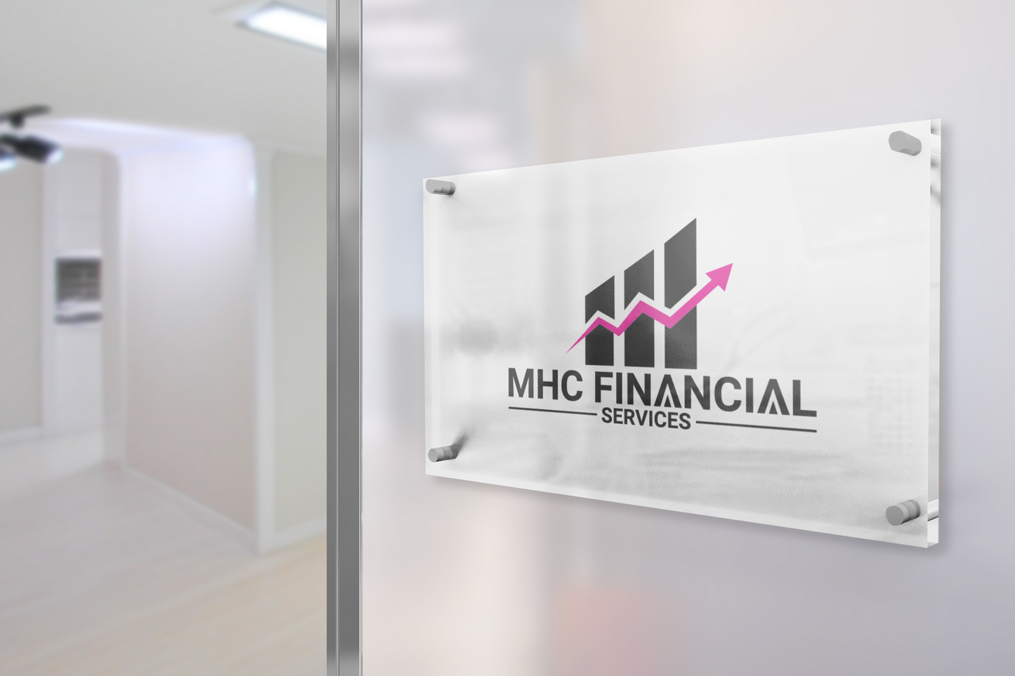 Glass Sign on Office Wall Mockup