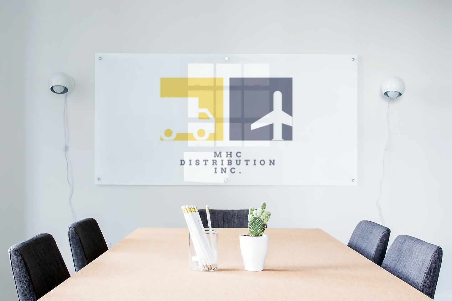 Logo on Company Meeting Room Wall Mockup