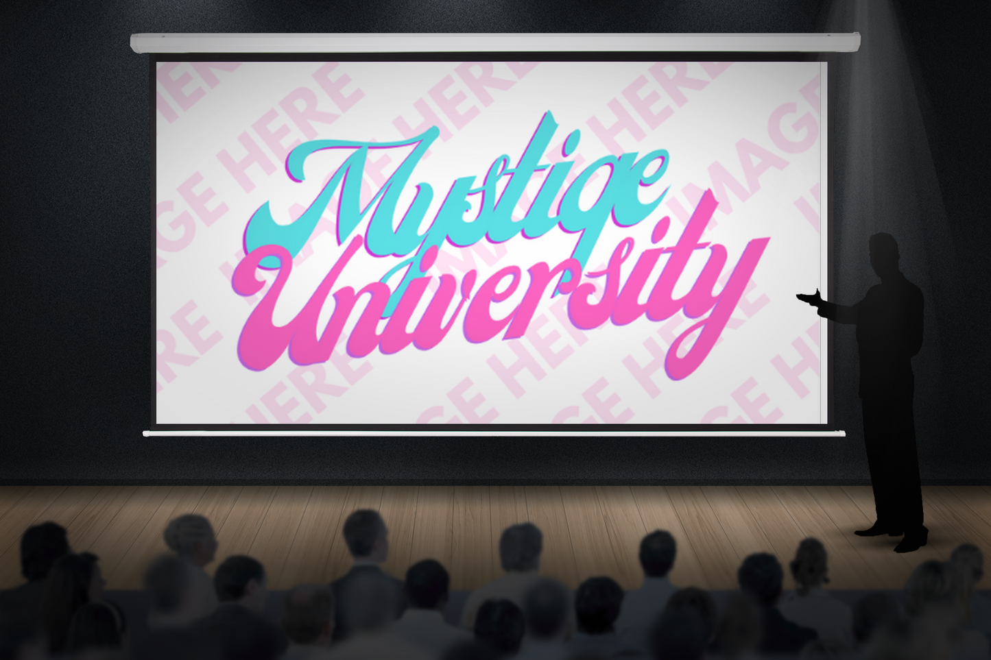 Man Presenting a Screen on Stage Mockup