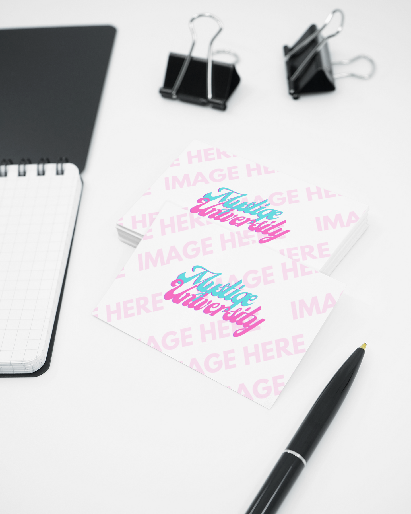 Business Cards on Office Desk Mockup