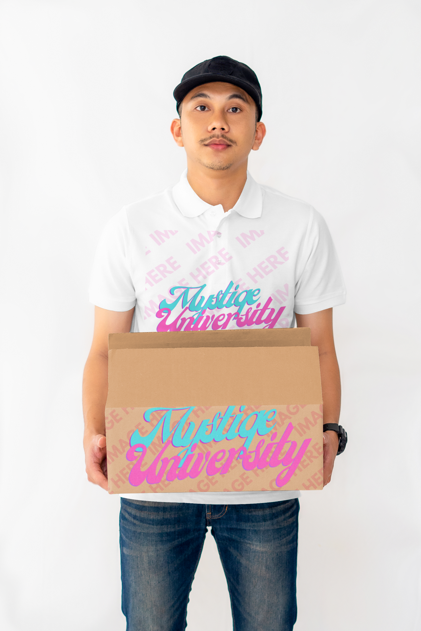 Box Mockup With a Man Holding a Box