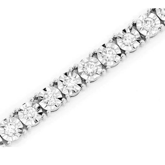 Collar de tenis con ilusión milagrosa de diamantes en oro blanco de 10 quilates de 22"