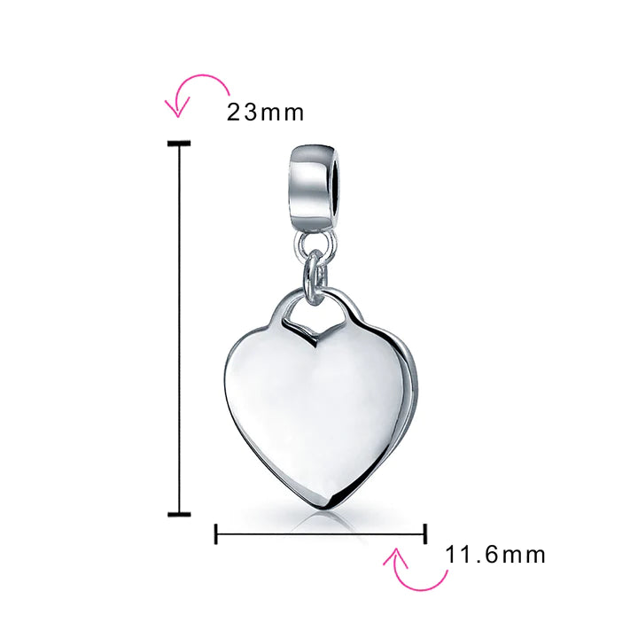 Heart Shape Tag Dangle Bead Charm