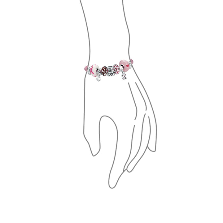 Leather Breast Cancer Survivor Pink Charm Bracelet