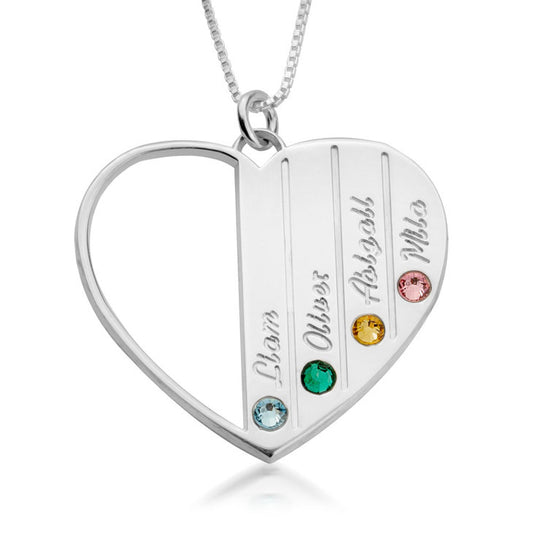 Sterling Silver Mother's Love Birthstone Necklace