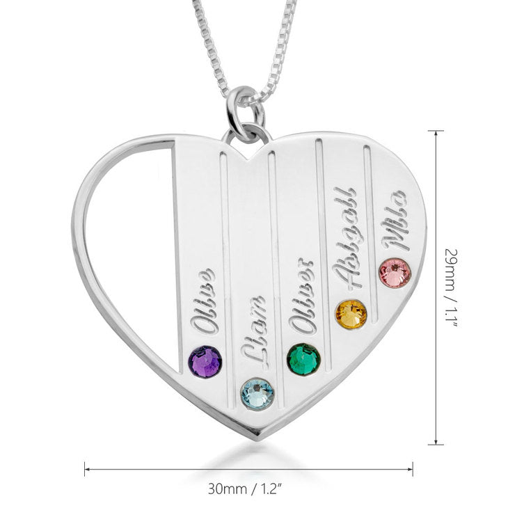 Sterling Silver Mother's Love Birthstone Necklace