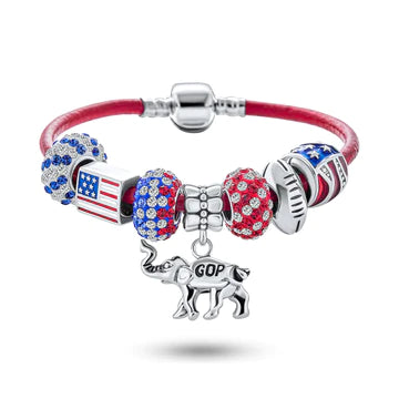 Republican Elephant Patriotic Charms Bracelet