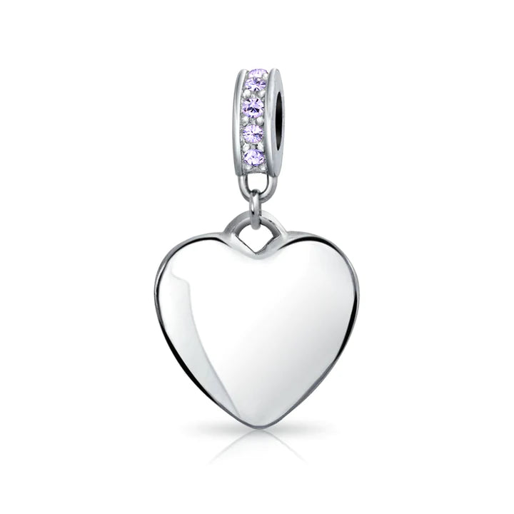 Charm con cuentas colgantes en forma de corazón con acento de cristal 