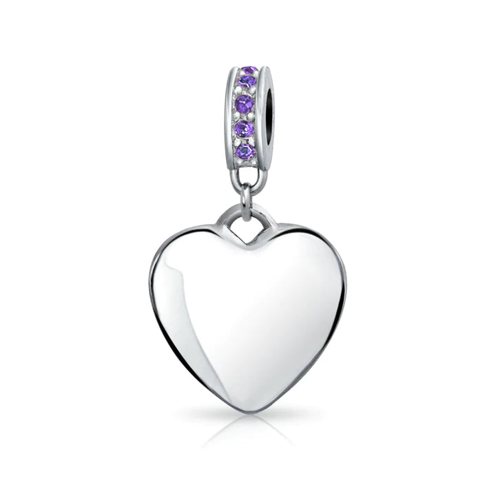 Charm con cuentas colgantes en forma de corazón con acento de cristal 